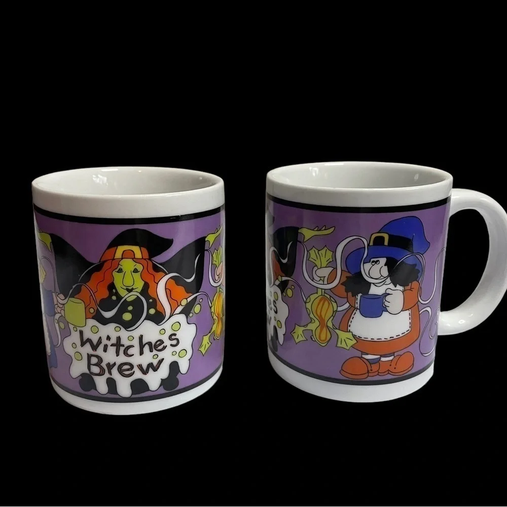 2 matching Witches Brew Halloween Coffee Mug cup